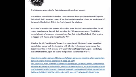 ShITUATION UPDATE - BEN FULFORD GEOPOLITICAL 06⧸23⧸25