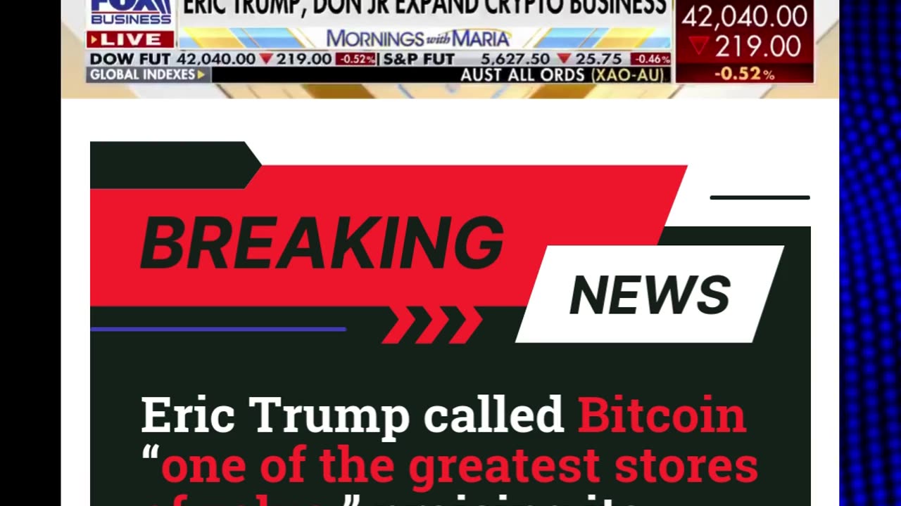 Eric Trump called Bitcoin 1 of the greatest stores of value, unbelievable hedge against real estate
