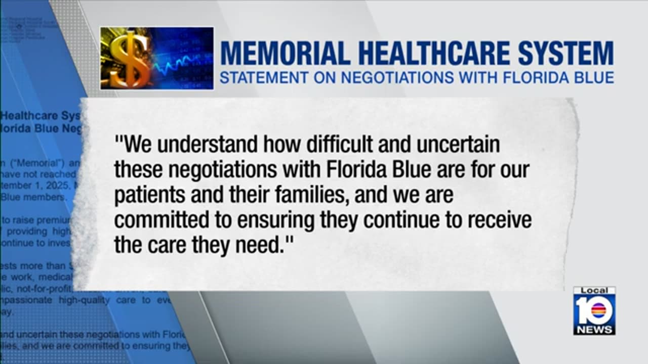 Without deal, Memorial Healthcare System becomes out-of-network provider for Florida Blue members