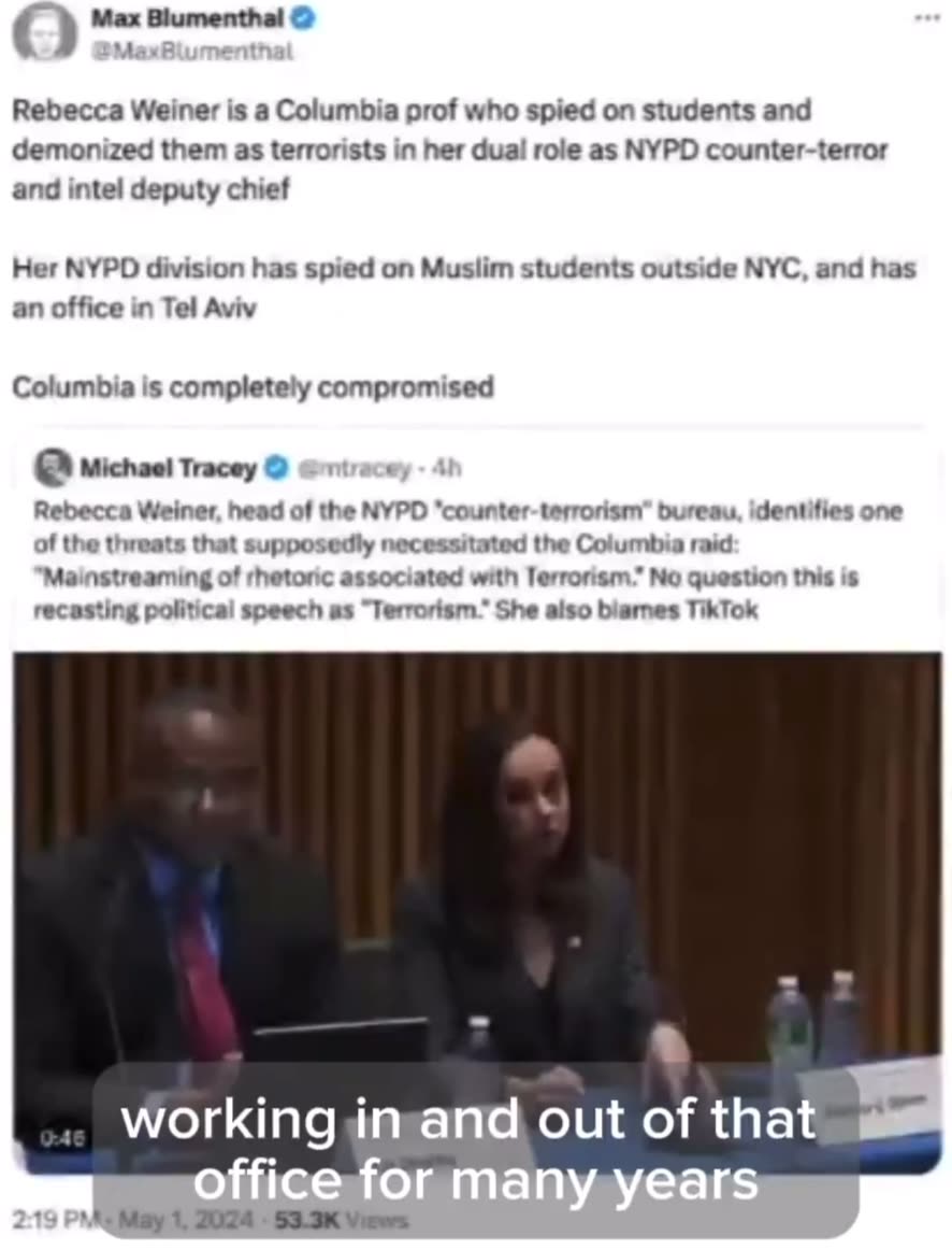 “The NYPD trains with the blood stained IDF and ran a secret Demographics Unit‘