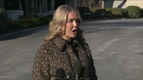 Karoline Leavitt speaks outside of the White House
