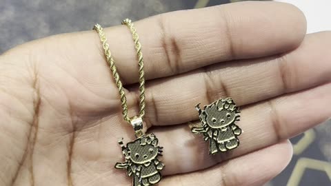 Real 10K Gold Hello Kitty Pendant Setups