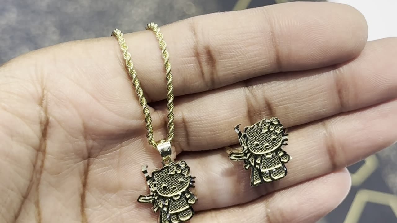 Real 10K Gold Hello Kitty Pendant Setups