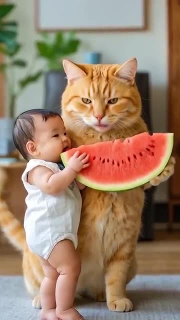A Fat Orange Cat Snatched the Baby! 🐱👶🚨