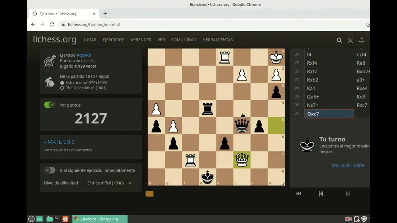 Solve the checkmate puzzle in 3, the hardest level
