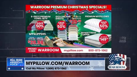 WARROOM PREMIUM CHRISTMAS SPECIALS! Order Today At MyPillow.com/warroom w/Promo Code WARROOM