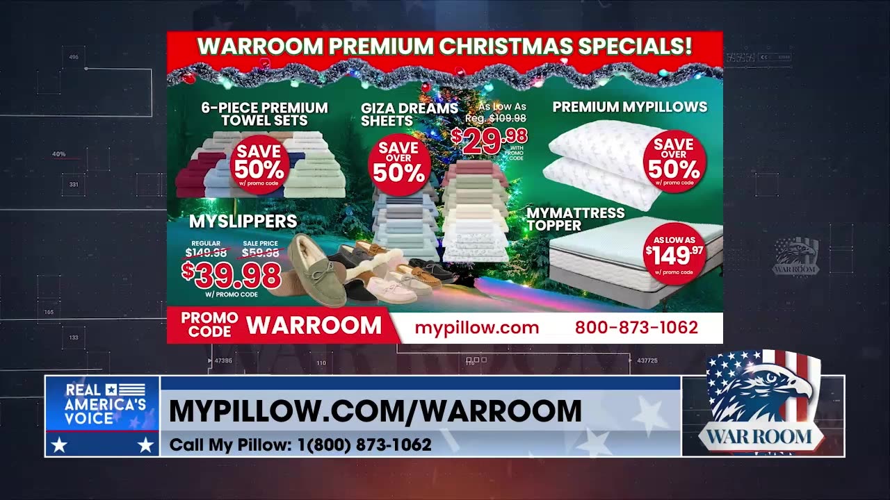 WARROOM PREMIUM CHRISTMAS SPECIALS! Order Today At MyPillow.com/warroom w/Promo Code WARROOM