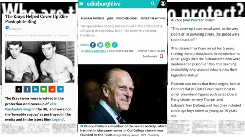 Freemason Paedophiles, Prince Philip, Dunblane, Speculative Society, Thursday Club & The Krays