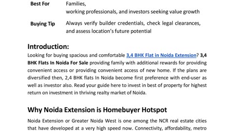 Book 3,4 BHK Flat in Noida Extension – Exclusive Offers on 3,4 BHK Flats In Noida For Sale