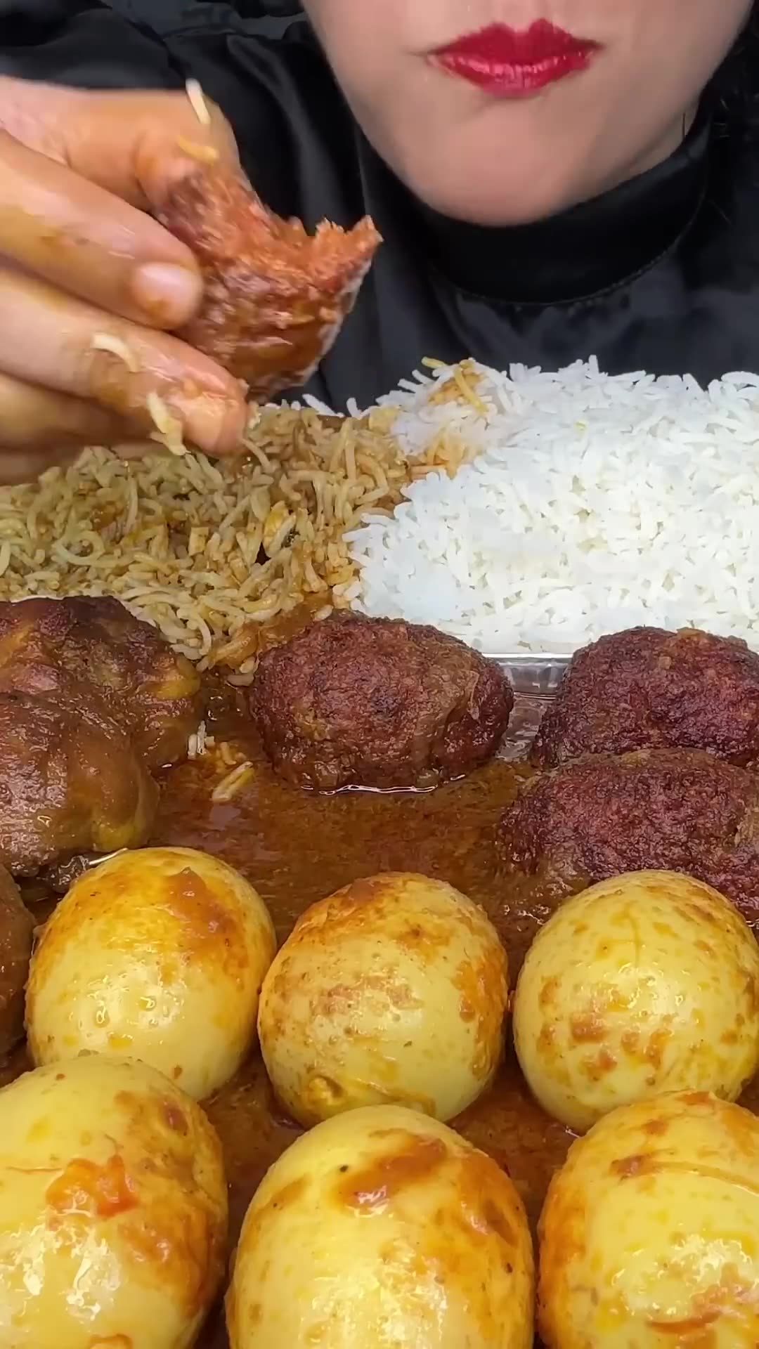 Asmr Eating Mutton Curry Chicken Curry Egg Curry