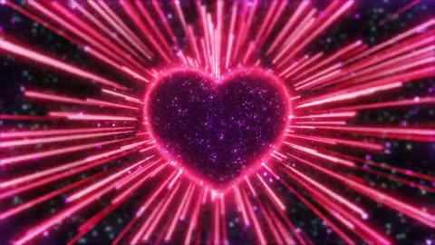 1179. 4K Pink Neon Heart Tunnel 💖✨ Sparkling Particles Visual
