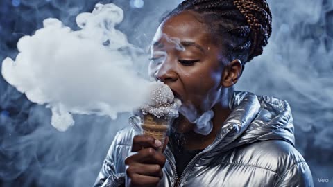 The girl is eating ice cream.