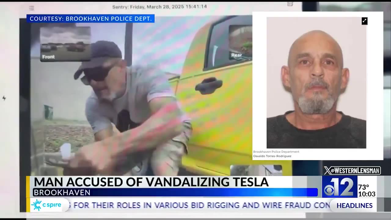 Man caught vandalizing a Tesla in Walmart parking lot
