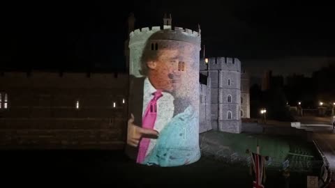 LIVE at Windsor Castle. Projection of Donald Trump and Jeffrey Epstein