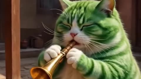 Long time no see, your meat is delicious 🤣... Green Cat [AI] - 1080p
