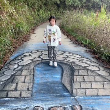 3D painting bridge with waterfalls