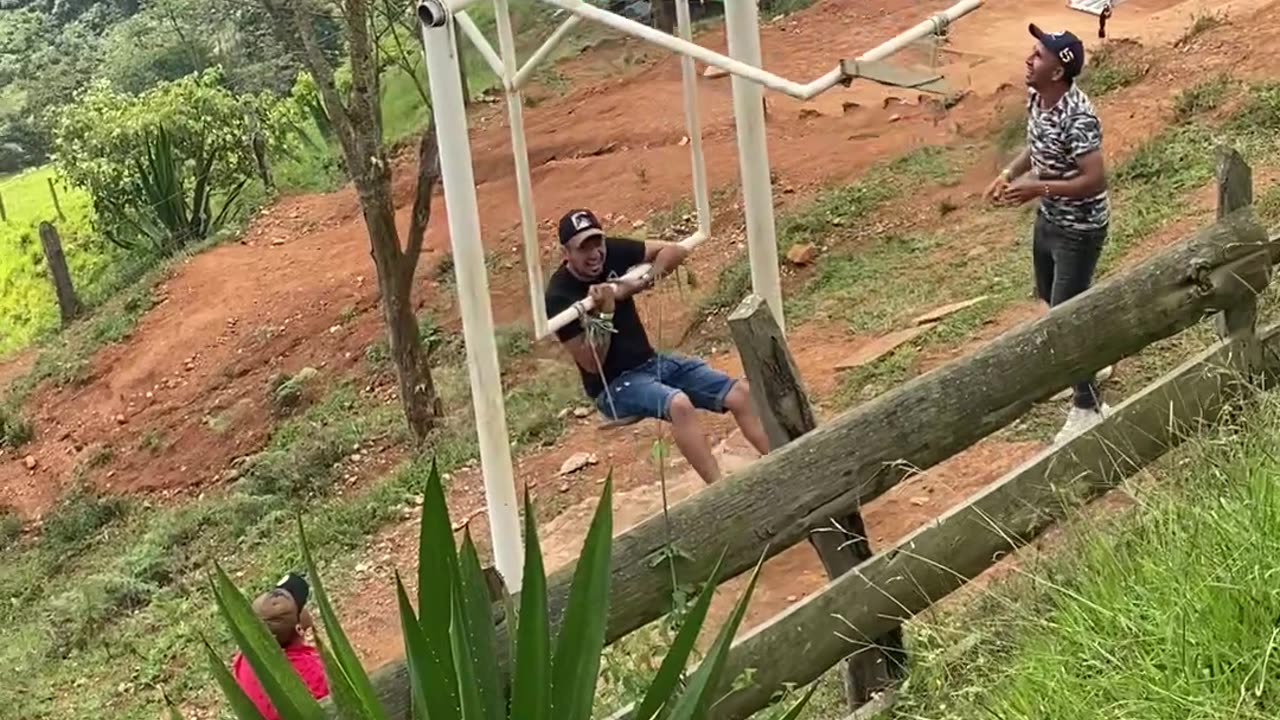 Man Gets Launched Off a Swing