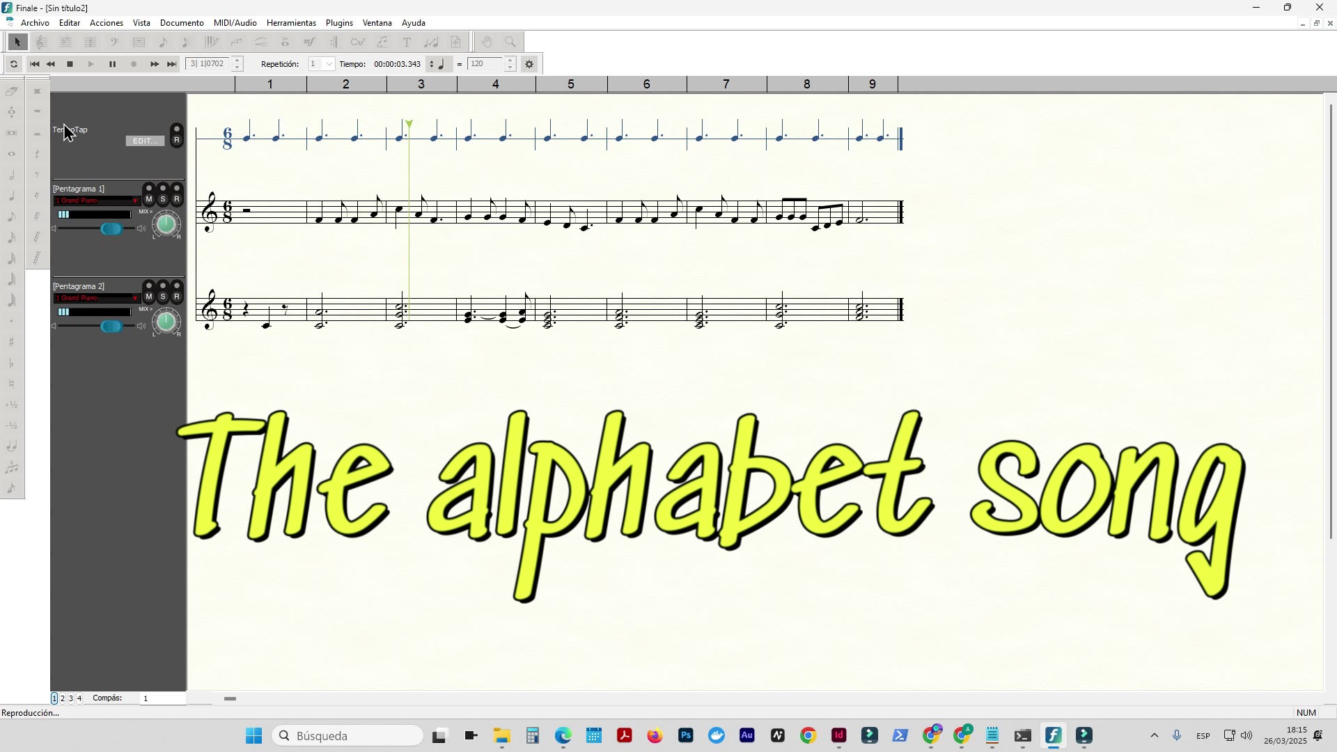 The Alphabet Song | Partitura Animada en Finale 🎼 Aprende el ABC con Notas Reales