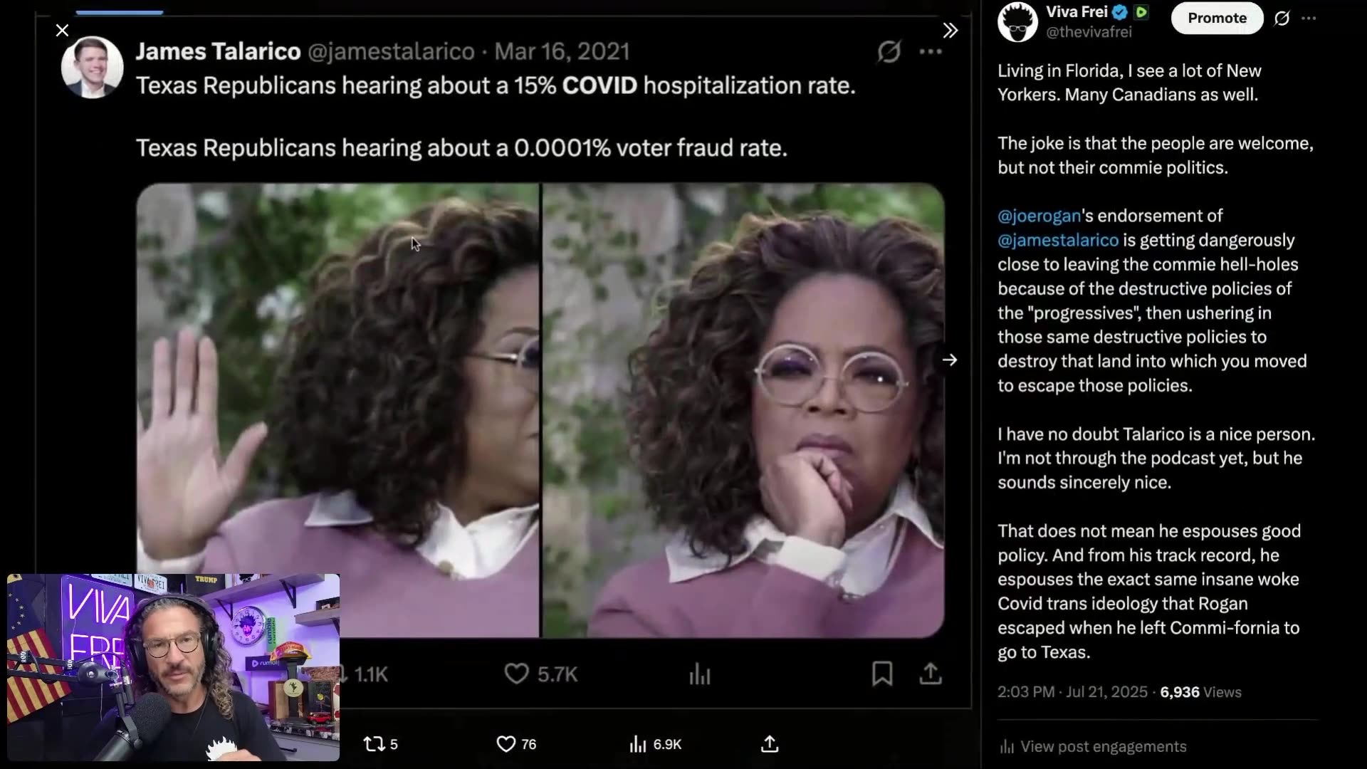 Is Rogans Support of a Democrat for President Going to Ruin Texas Like Democrats Ruined California?