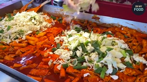 Massive Steel Plates Packed with Spicy Korean Tteokbokki | Korean Street Food