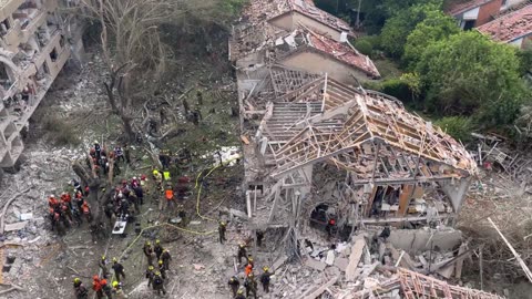 Destruction in Tel Aviv after Iran bombed Israel