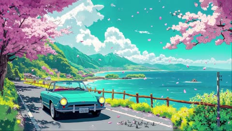 Lofi Car Ride 🌊 Japanese Beats & Ocean Sounds for a Focused Morning | Work & Study Mix