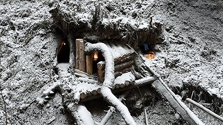 Built a Warm & Hidden Survival Shelter Deep in the Woods | Bushcraft Adventure
