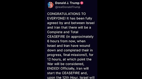 Trumps INTERESTING post about CEASEFIRE
