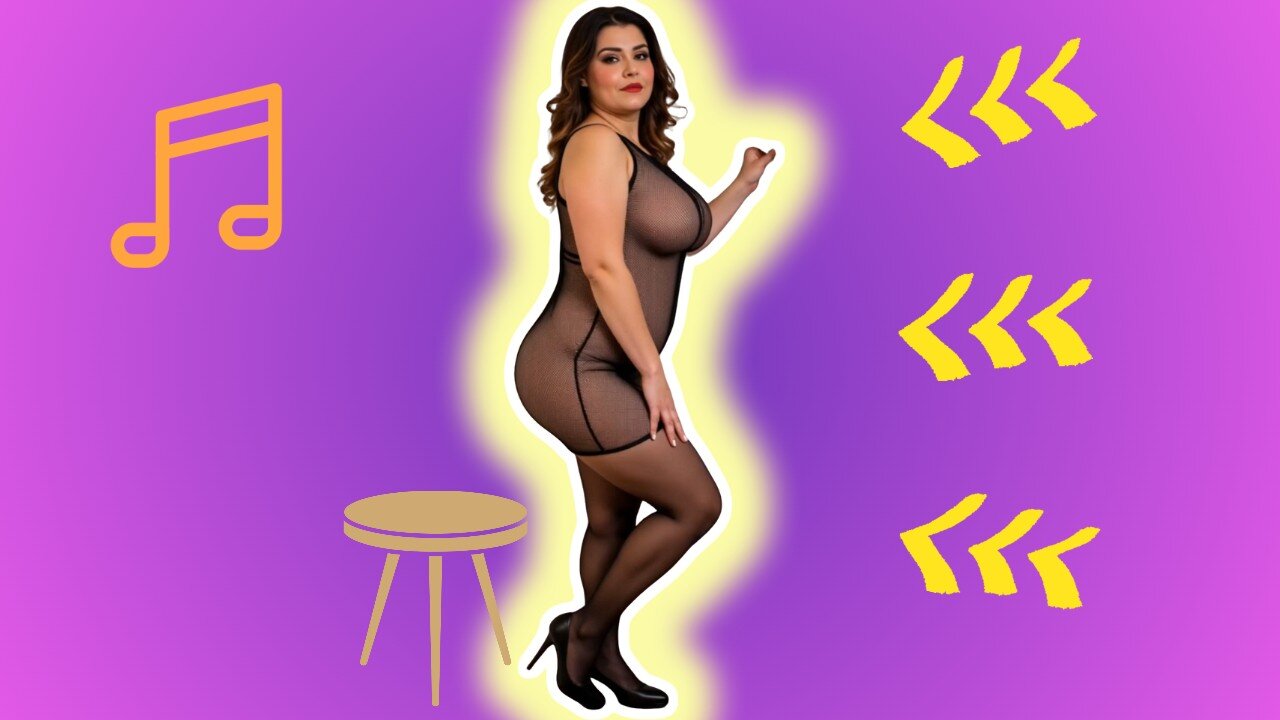 Hot Woman Over 40 Dances on the Stool