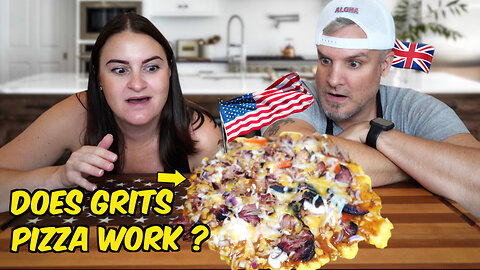 Brits Try GRITS PIZZA?! BBQ Pulled Pork Twist on Southern Food 🇺🇸🍕