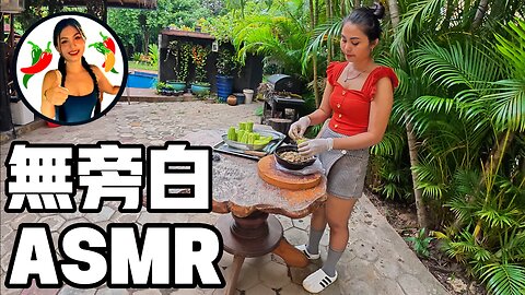 Village girl cooking bitter melon stuffed with meat