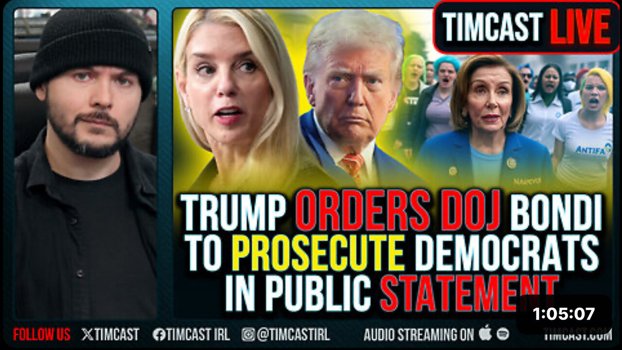 Trump Orders DOJ Bondi To Prosecute Democrats In Public Statement