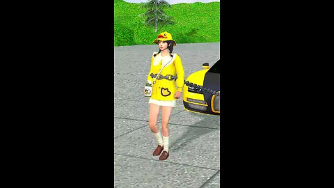 Car yellow girl 🚗🚲🛑