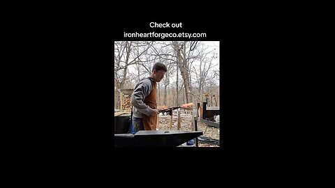 hand forging a cleaver for a customer