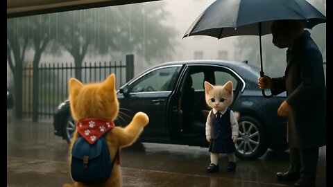 The kitten went to school for the first time... but something was wrong.