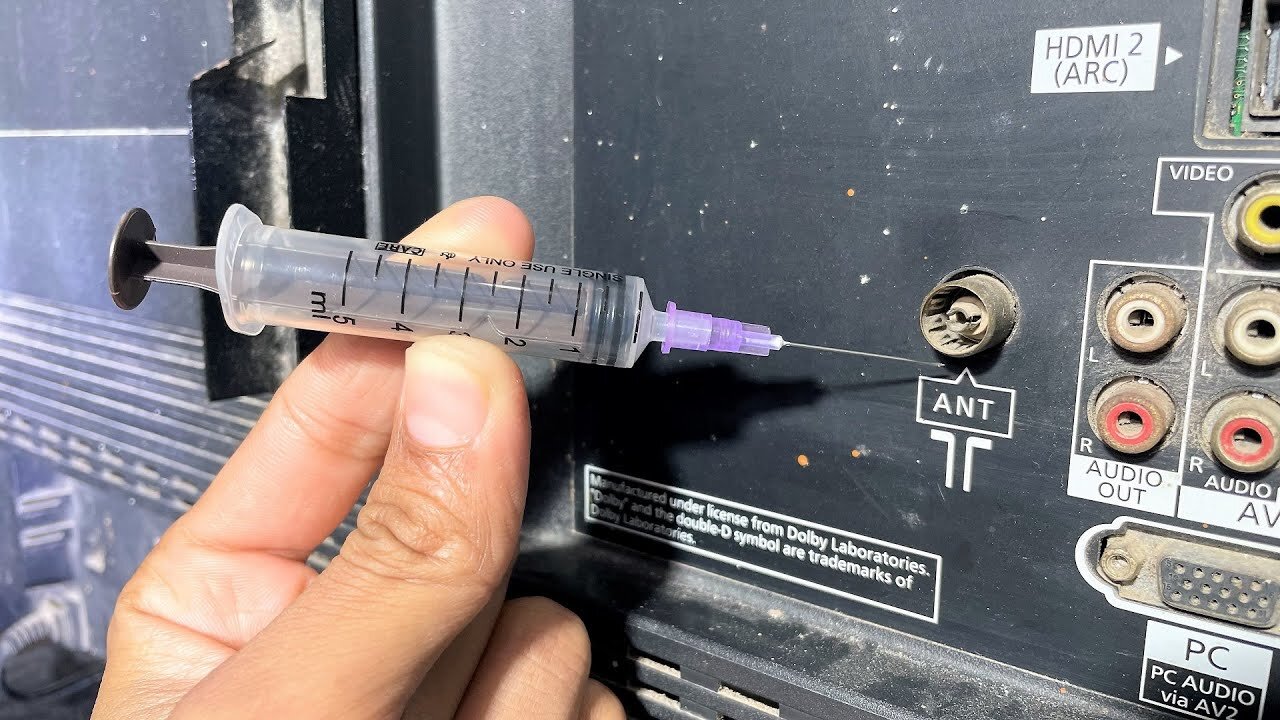 Insert the Syringe into the TV and Watch all world TV Channel