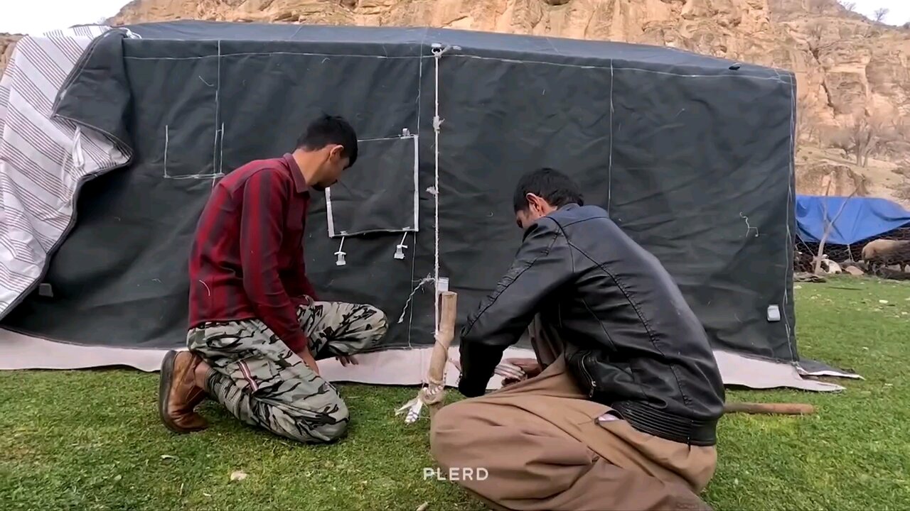 Black tent for life in the plain