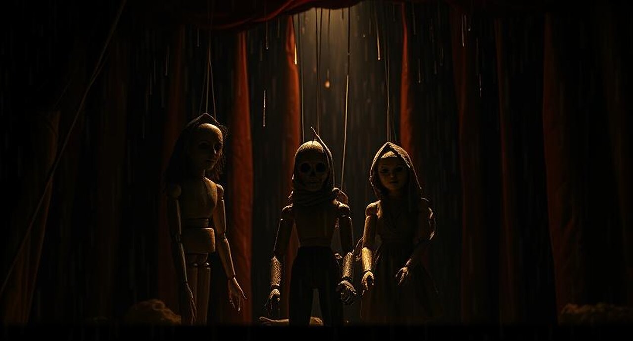 The Last Curtain: A Wooden Doll Puppet Show of Death and Darkness