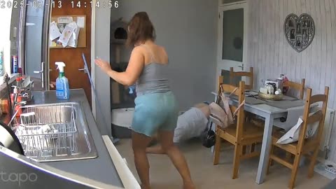 Perfect Slide Saves Man From Dog