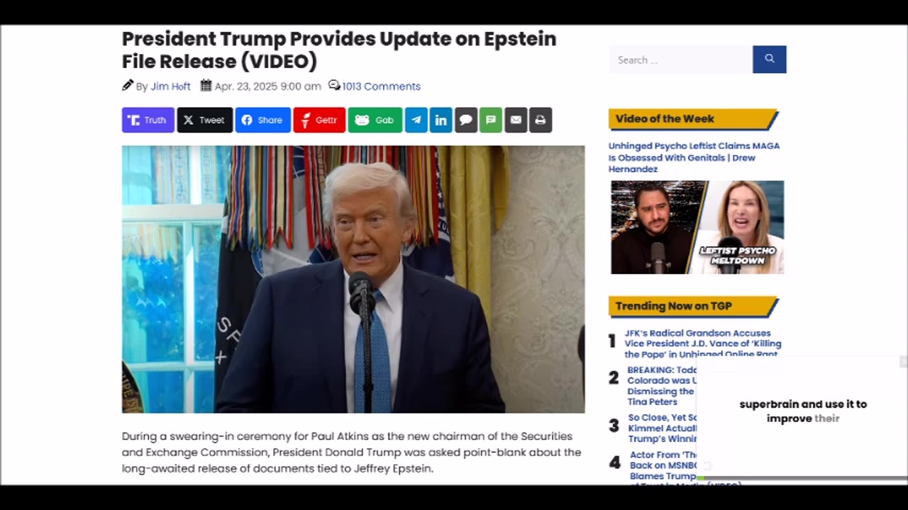 President Trump Provides Update on Epstein File Release