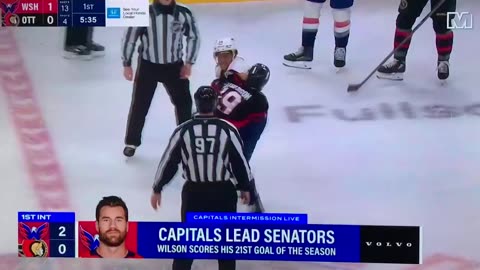 Capitals RW #34 Justin Sourdif BIG HIT & FIGHT