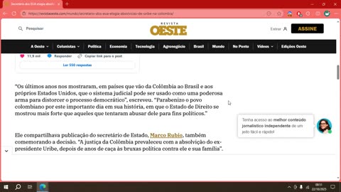 Secretário dos EUA elogia absolvição de Uribe na Colômbia.mp4