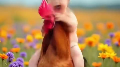 Cute baby with rooster #ai #baby #babytiktok #animal #funny #viral #shorts #cute #trending