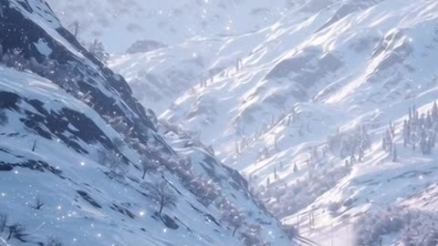 a train passing through snow-covered peaks of Kashmir