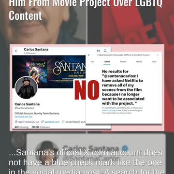 Fact Check: FAKE Post Shows Carlos Santana Telling Netflix To Remove Him From Movie Project