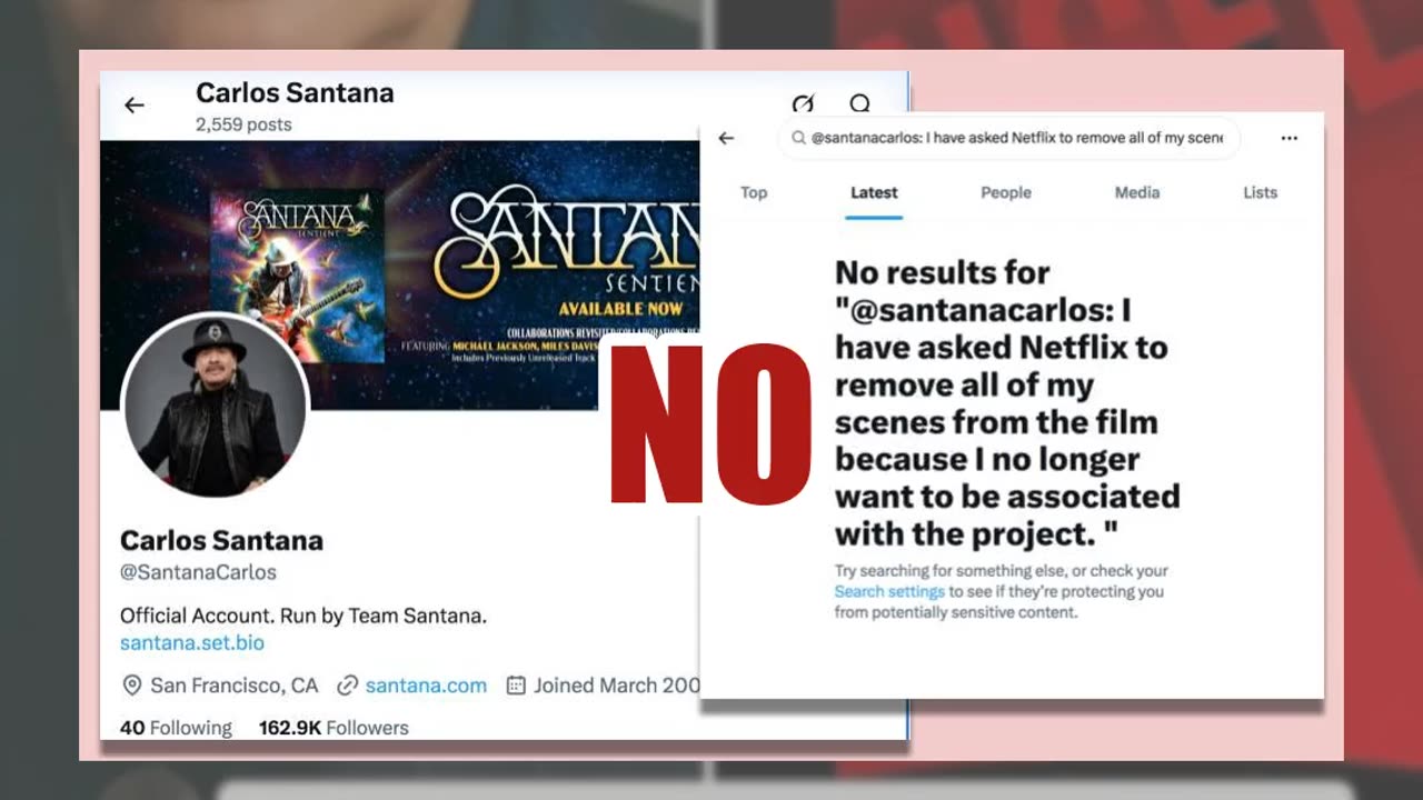 Fact Check: FAKE Post Shows Carlos Santana Telling Netflix To Remove Him From Movie Project