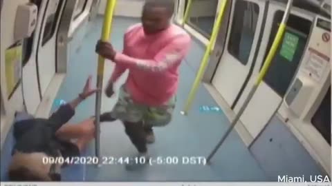 Sub 90 IQ Black Savage Beats White Woman In Subway