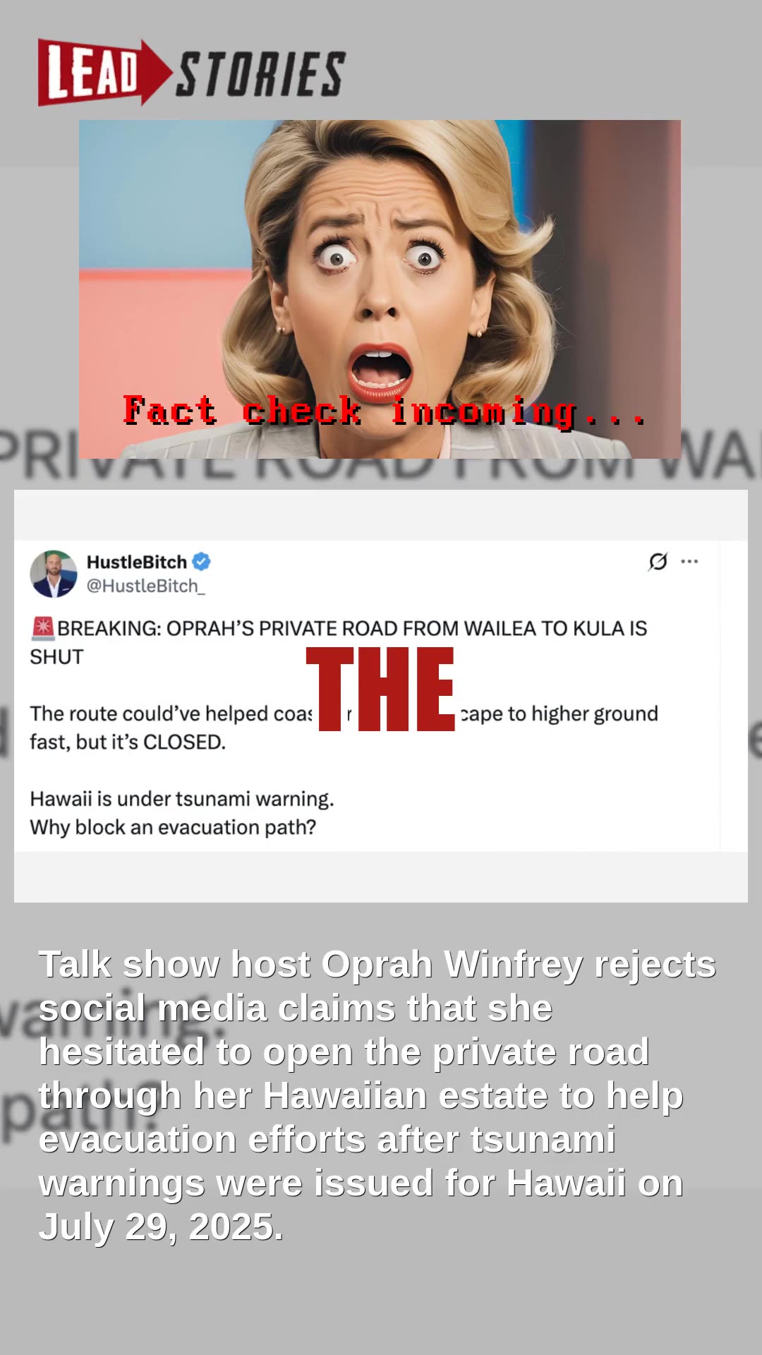 News: Oprah Winfrey DENIES Claims She Delayed Opening Private Road To Hawaiians Fleeing Tsunami