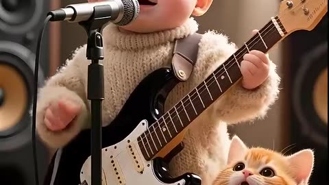 ' I love you Daddy ' with Guitar (Lyrics)🎸🐱👶 | Share to Stronger Daddy