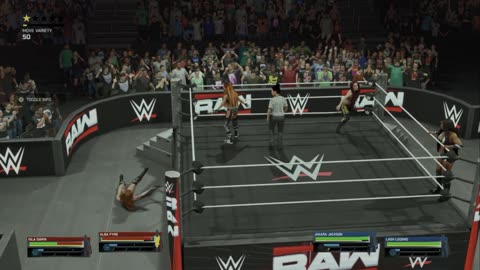 wwe 2k25 166 universe Alba Fyre and Isla Dawn VS Jakara Jackson and Lash Legend